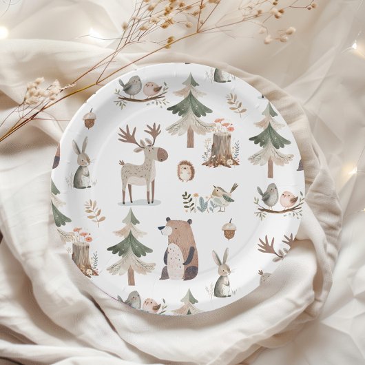 Bosdieren rustiek Baby shower Papieren Bordje