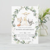 Bosdieren Rustiek groen Blad Verjaardag Kaart (Staand voorkant)
