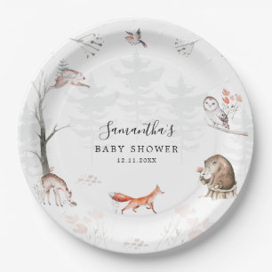 Bosdieren Rustiek Woodland Baby shower Papieren Bordje