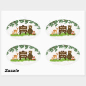 Bosdieren Rustieke Bos Kabouter Verjaardag Ovale Sticker (Vel)