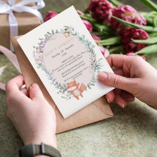 Bosdieren Rustieke Waterverf Gender Reveal Kaart