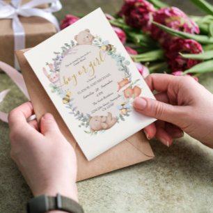 Bosdieren Rustieke Waterverf Gender Reveal Kaart