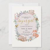 Bosdieren Rustieke Waterverf Gender Reveal Kaart (Voorkant)