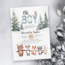 Bosdieren Rustieke Winter Jongens Baby Borrel