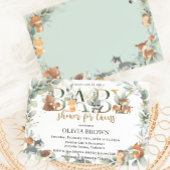 Bosdieren Sage Groen Tweeling Baby shower Kaart