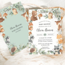 Bosdieren Sagegroene Neutrale Baby Shower Kaart