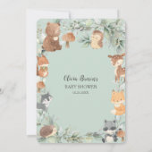 Bosdieren Sagegroene Neutrale Baby Shower Kaart (Achterkant)