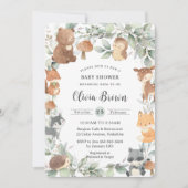 Bosdieren Sagegroene Neutrale Baby Shower Kaart (Voorkant)