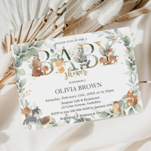 Bosdieren Salie Groen Neutraal Baby shower Kaart