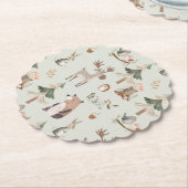 Bosdieren salie groen rustiek Baby shower Kartonnen Onderzetters (Gekanteld)