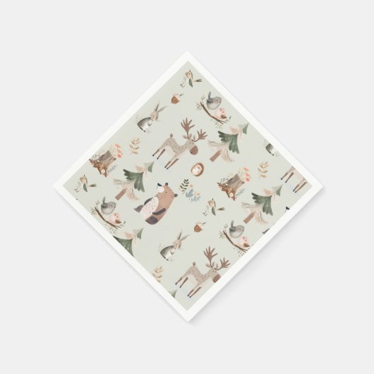 Bosdieren salie groen rustiek Baby shower Servet (Hoek)