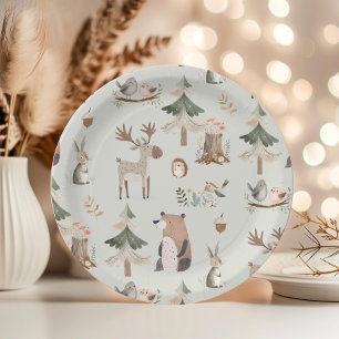 Bosdieren salie groene rustieke Baby Shower Papieren Bordje
