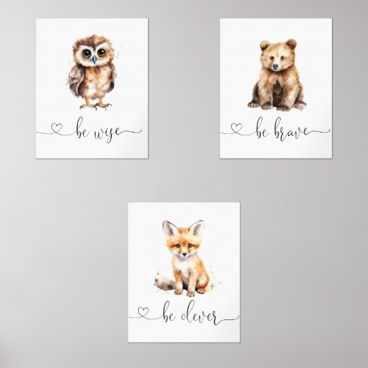 Bosdieren schattig zijn dappere kwekerij muurkunst sets (Voorkant)