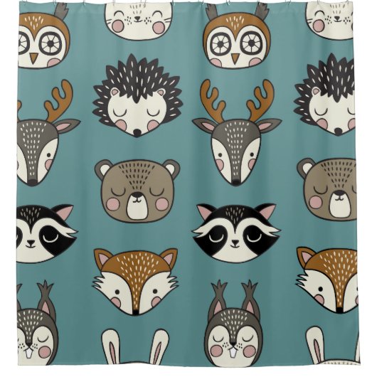 Bosdieren Schattige  patroon Douchegordijn (Voorkant)