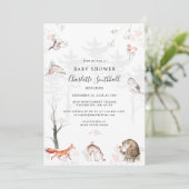 Bosdieren Script Modern Baby shower Kaart (Staand voorkant)