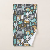 Bosdieren Sneeuwvlokken Scandinavische Kerstmis Bad Handdoek (Handdoek)