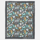 Bosdieren Sneeuwvlokken Scandinavische Kerstmis Fleece Deken (Voorkant)