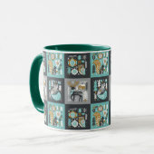 Bosdieren Sneeuwvlokken Scandinavische Kerstmis Mok (Voorkant links)