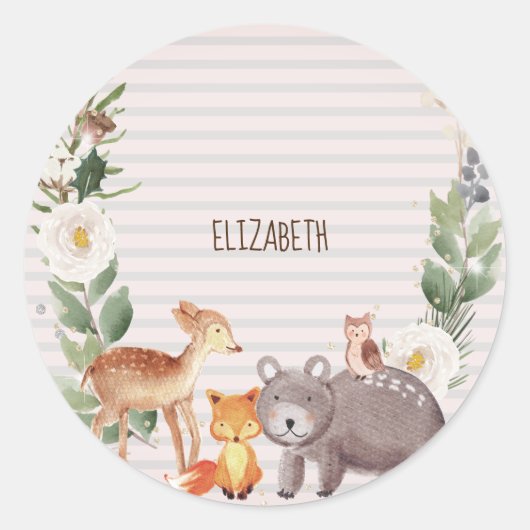 Bosdieren Strepen Ronde Sticker (Voorkant)