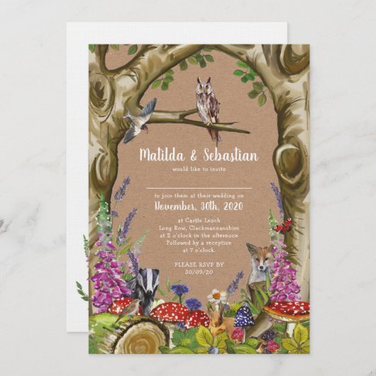 Bosdieren Trouw Uitnodiging (Voorkant / Achterkant)