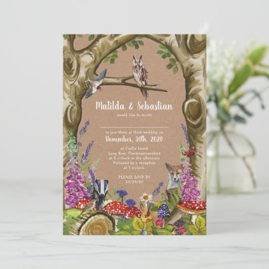Bosdieren Trouw Uitnodiging (Staand voorkant)