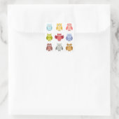 Bosdieren Uilen op een rij Vierkante Sticker (Tas)