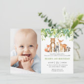 Bosdieren Verjaardag Bos groen Foto Kaart (Staand voorkant)