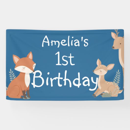 Bosdieren Verjaardagsfeest Banner (Horizontaal)