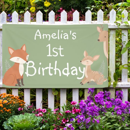 Bosdieren Verjaardagsfeest Banner