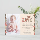 Bosdieren Verjaardagsfeest Foto Kaart (Staand voorkant)