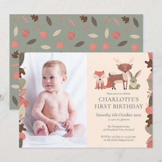 Bosdieren Verjaardagsfeest Foto Kaart (Voorkant / Achterkant)