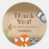 Bosdieren | Verjaardagsfeestje Bedankt Ronde Sticker (Voorkant)