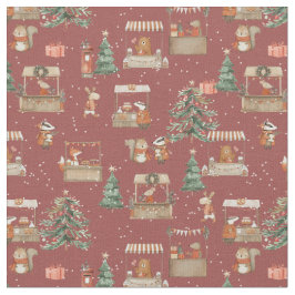 Bosdieren vieren Kerstmis - amber Stof