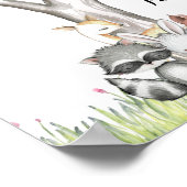 Bosdieren Vingerafdruk Baby Shower Poster (Hoek)