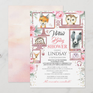 Bosdieren Virtual Baby shower Invitation Kaart