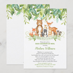Bosdieren Virtuele Baby Shower Mail Groene Decorat Kaart