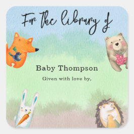 Bosdieren - voor de bibliotheek van vierkante sticker