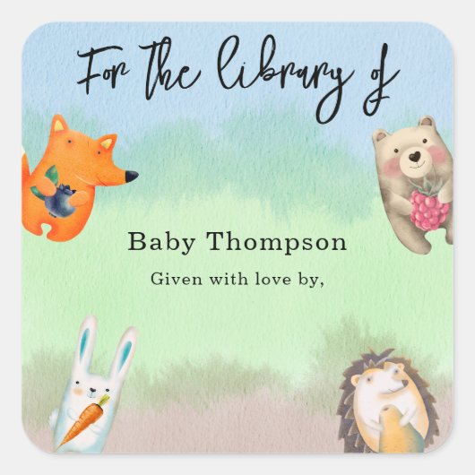 Bosdieren - voor de bibliotheek van vierkante sticker (Voorkant)