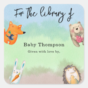 Bosdieren - voor de bibliotheek van vierkante sticker
