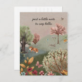 Bosdieren Vos Konijn Bloemen Briefkaart (Voorkant / Achterkant)