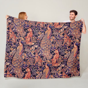 BOSDIEREN, VOS, PAUW, HAAS ROZE BLAUWE BLOEM FLEECE DEKEN