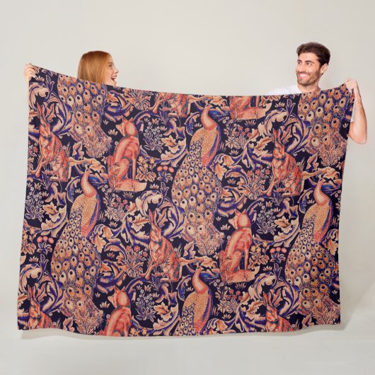 BOSDIEREN, VOS, PAUW, HAAS ROZE BLAUWE BLOEM FLEECE DEKEN (In situ)