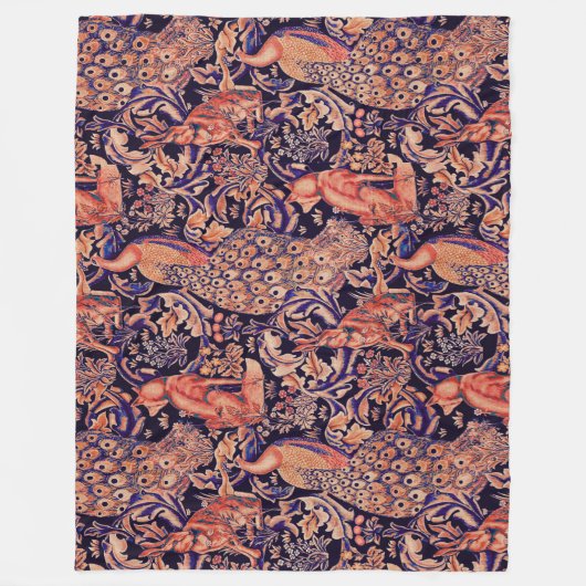 BOSDIEREN, VOS, PAUW, HAAS ROZE BLAUWE BLOEM FLEECE DEKEN (Voorkant)