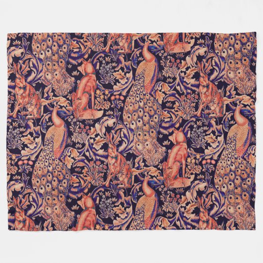 BOSDIEREN, VOS, PAUW, HAAS ROZE BLAUWE BLOEM FLEECE DEKEN (Voorkant (Horizontaal))