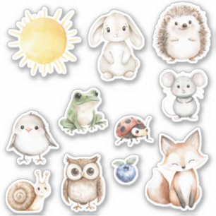 Bosdieren Vos Uil Egel Konijn Sticker