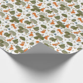 Bosdieren: vossen, vogels patroon cadeaupapier (Hoek)