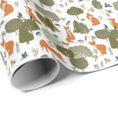 Bosdieren: vossen, vogels patroon cadeaupapier (Rol Hoek)
