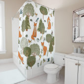 Bosdieren: vossen, vogels patroon douchegordijn (In situ)