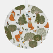 Bosdieren: vossen, vogels patroon glas ornament (Achterkant)