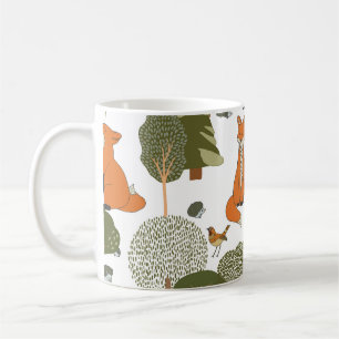 Bosdieren: vossen, vogels patroon koffiemok